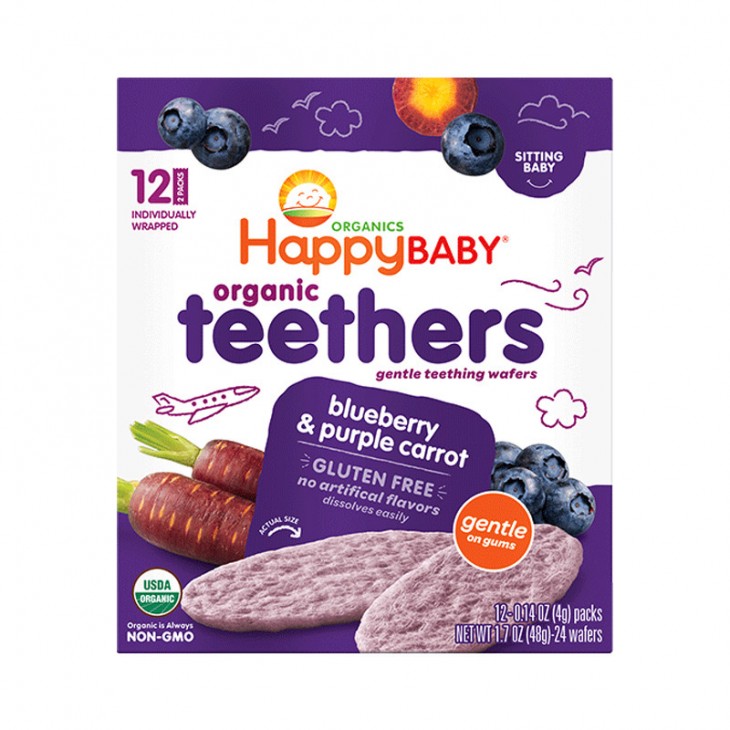 HappyBABY - 有機藍莓＆紫蘿蔔牙仔餅 48g